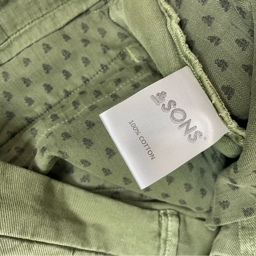 &SONS Virgil Chino Army Pants Men Size 34 x 30 Green Back Cinch Strap - Picture 7 of 11